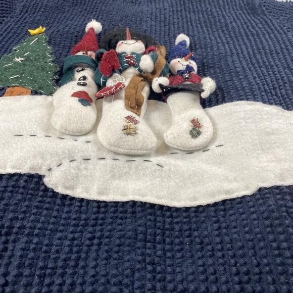 Chenille Jacket Cottagecore Granny Sweater Cardigan Snowman Country christmas - Picture 9 of 16